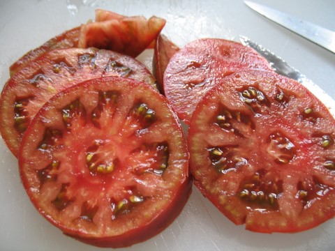 Sliced Black From Tula, Russian Heriloom Tomato