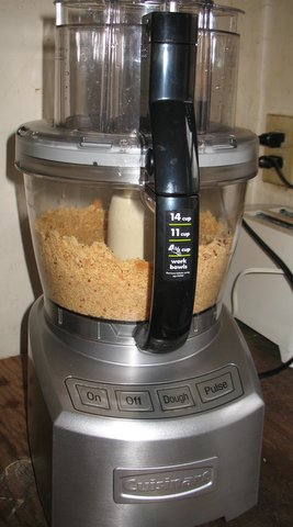 Making Peanut Butter - just starting to grind the peanuts.