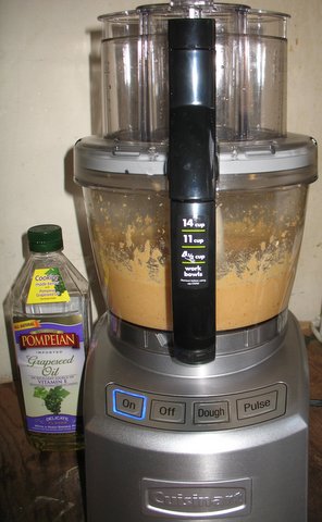 Add oil and honey to the peanut butter.