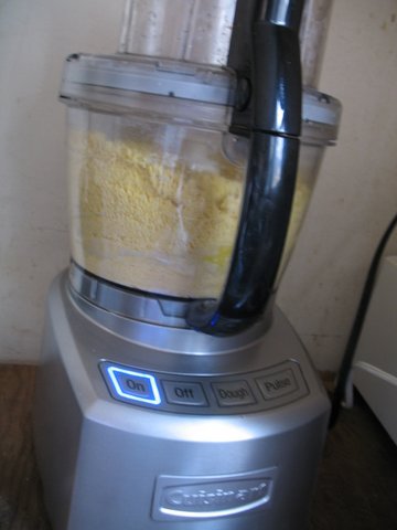 Pasta dough coming together.